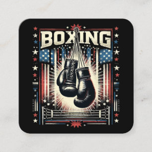 Amerikaanse vlag verhit - Boxer  bo Vierkante Visitekaartje