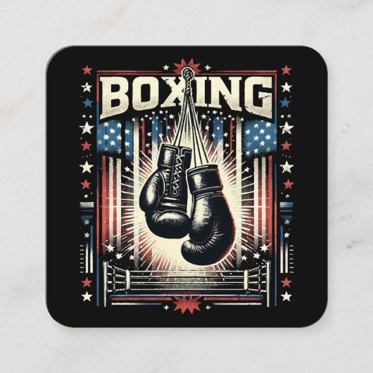 Amerikaanse vlag verhit - Boxer  bo Vierkante Visitekaartje (Voorkant)