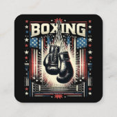 Amerikaanse vlag verhit - Boxer  bo Vierkante Visitekaartje (Achterkant)