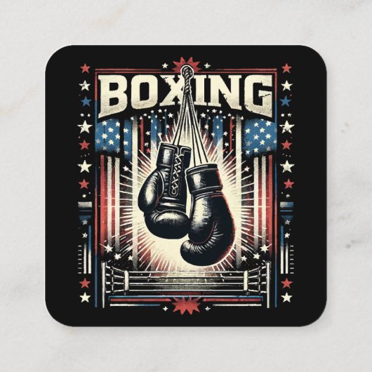 Amerikaanse vlag verhit - Boxer  bo Vierkante Visitekaartje (Achterkant)