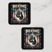 Amerikaanse vlag verhit - Boxer  bo Vierkante Visitekaartje (Voorkant / Achterkant)