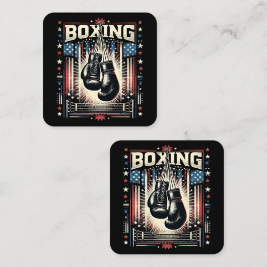 Amerikaanse vlag verhit - Boxer  bo Vierkante Visitekaartje (Voorkant / Achterkant)
