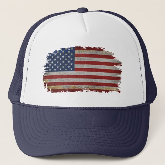 AMERIKAANSE VLAG VERMINDERDE PATRIOTISCHE T-Shirt  Trucker Pet (Voorkant)