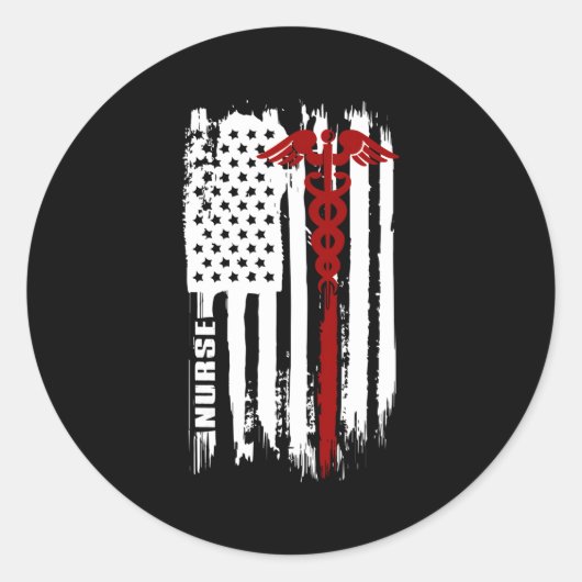 Amerikaanse vlag Verpleegsters Ronde Sticker (Voorkant)