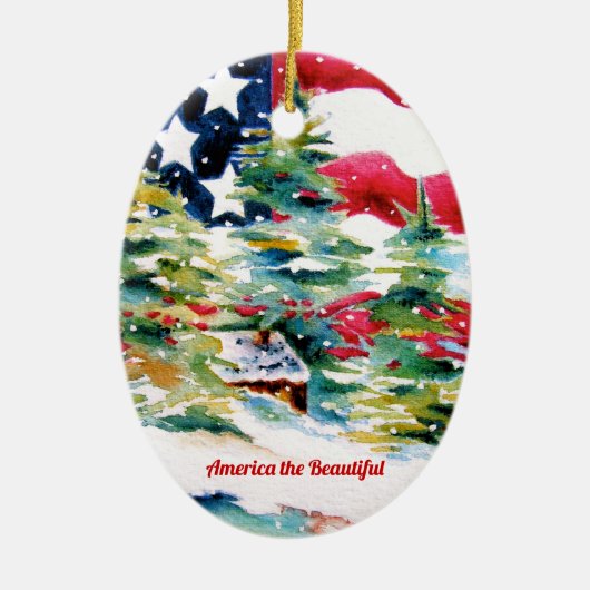 Amerikaanse Vlag Versiering Keramisch Ornament (Voorkant)