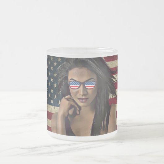 Amerikaanse vlag versteld matglas koffiemok (Center)