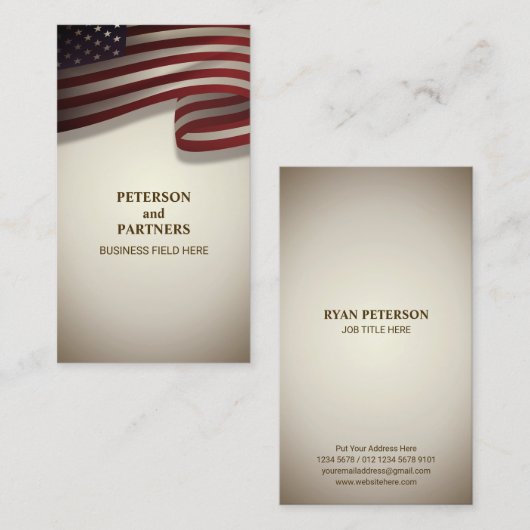 Amerikaanse vlag | Verticaal |  achtergrond Visitekaartje (Voorkant / Achterkant)