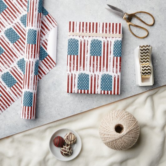 Amerikaanse Vlag Vervallen Design Cadeaupapier (Crafts)