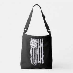 Amerikaanse Vlag Vervuild Wit Crossbody Tas