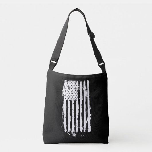Amerikaanse Vlag Vervuild Wit Crossbody Tas (Voorkant)