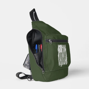 Amerikaanse Vlag Vervuild Wit Sling Bag