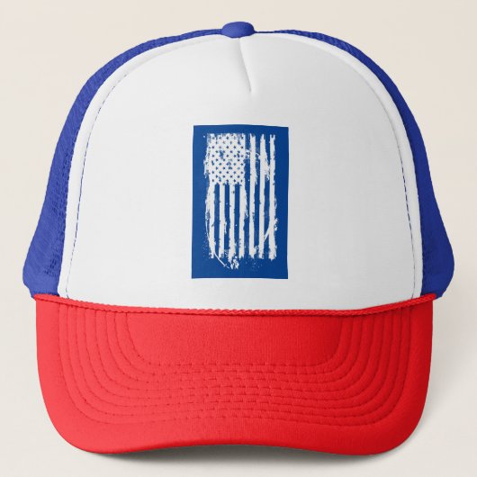 Amerikaanse Vlag Vervuild Wit Trucker Pet (Voorkant)