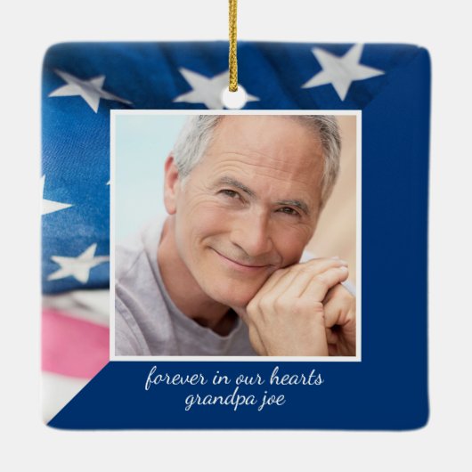 Amerikaanse vlag Veteraan Patriottische Memorial F Keramisch Ornament (Achterkant)