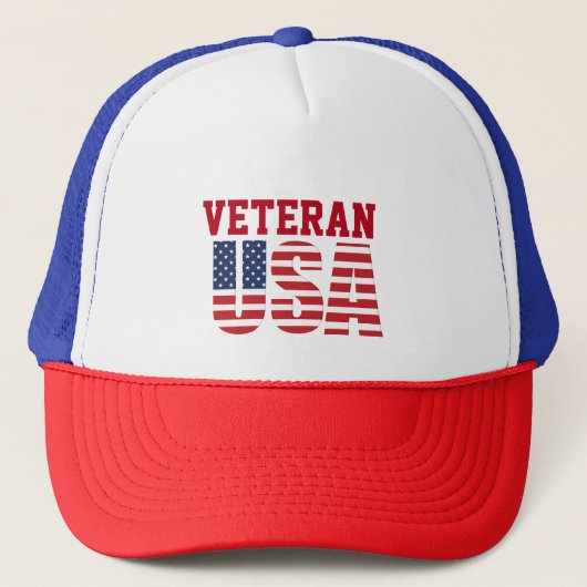 Amerikaanse vlag Veteraan Trucker Hat Trucker Pet (Voorkant)