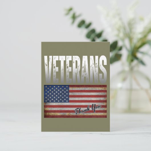 AMERIKAANSE VLAG VETERANEN BEDANKT U 4 JULI  BRIEFKAART (Staand voorkant)