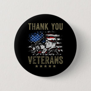 Amerikaanse Vlag Veteranendag Dank u voor uw Diens Ronde Button 5,7 Cm