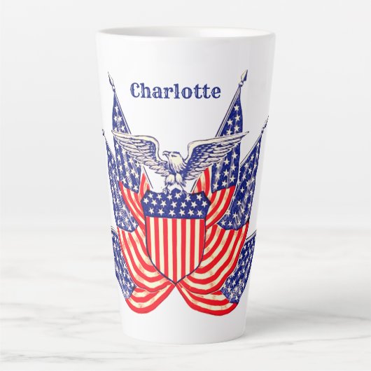  Amerikaanse vlag, vierde juli Latte Mok (Voorkant)