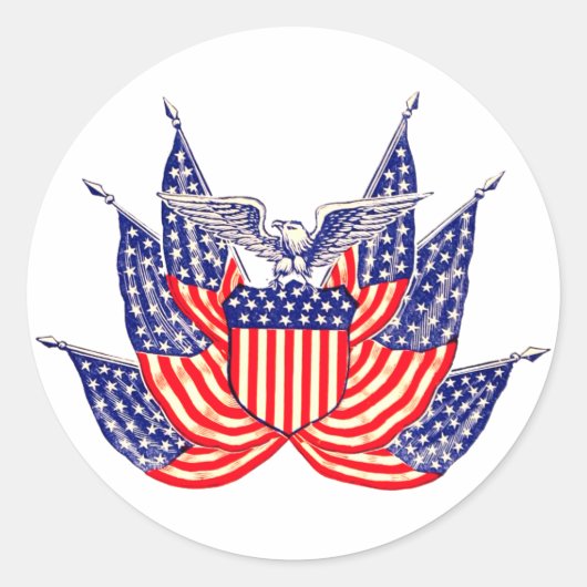  Amerikaanse vlag, vierde juli Ronde Sticker (Voorkant)