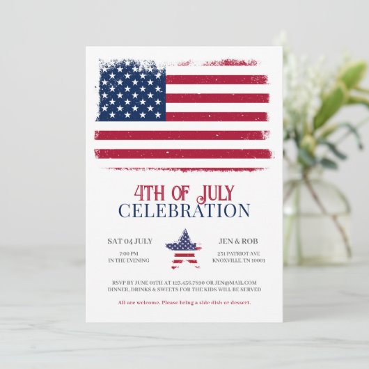 Amerikaanse vlag vierde juli viering kaart (Staand voorkant)