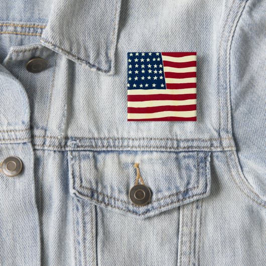  Amerikaanse vlag, vierde juli Vierkante Button 5,1 Cm (In situ)