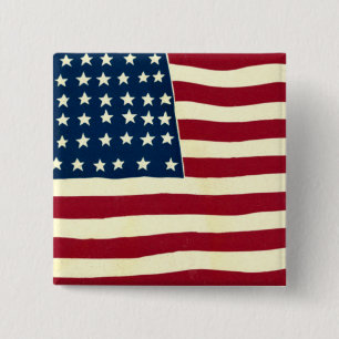  Amerikaanse vlag, vierde juli Vierkante Button 5,1 Cm