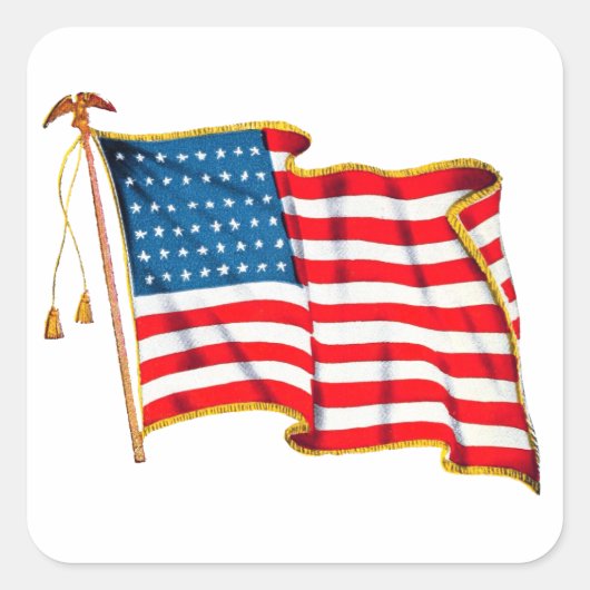 Amerikaanse vlag, vierde juli Vierkante Sticker (Voorkant)