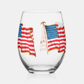  Amerikaanse vlag, vierde juli Wijnglas Zonder Voet (Achterkant)