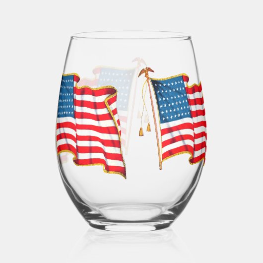  Amerikaanse vlag, vierde juli Wijnglas Zonder Voet (Rechts)