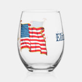  Amerikaanse vlag, vierde juli Wijnglas Zonder Voet (Voorkant)