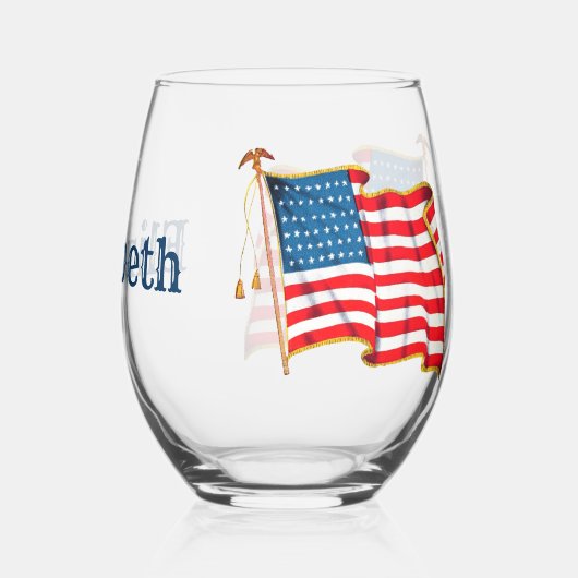  Amerikaanse vlag, vierde juli Wijnglas Zonder Voet (Achterkant)