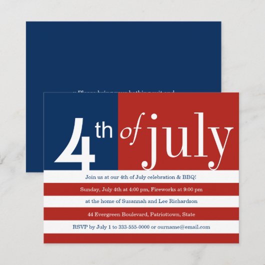 Amerikaanse vlag Vierde uitnodiging van juli (Voorkant / Achterkant)