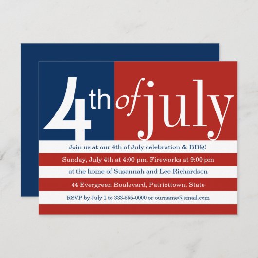 Amerikaanse vlag Vierde uitnodiging van juli (Voorkant / Achterkant)