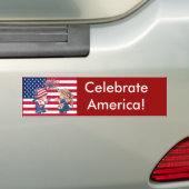 Amerikaanse vlag vieren bumpersticker (Op auto)