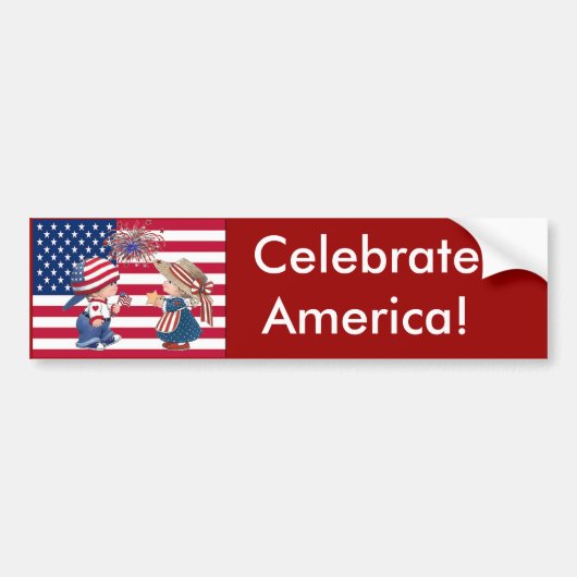 Amerikaanse vlag vieren bumpersticker (Voorkant)