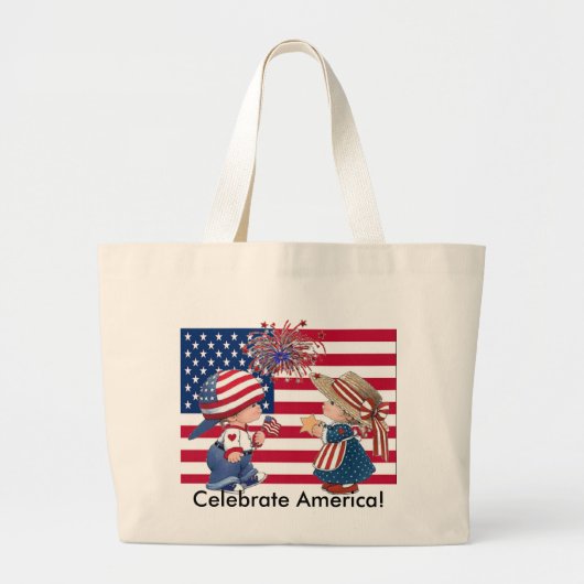 Amerikaanse vlag vieren grote tote bag (Voorkant)