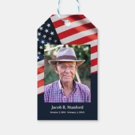 Amerikaanse vlag viering van het leven dank u cadeaulabel