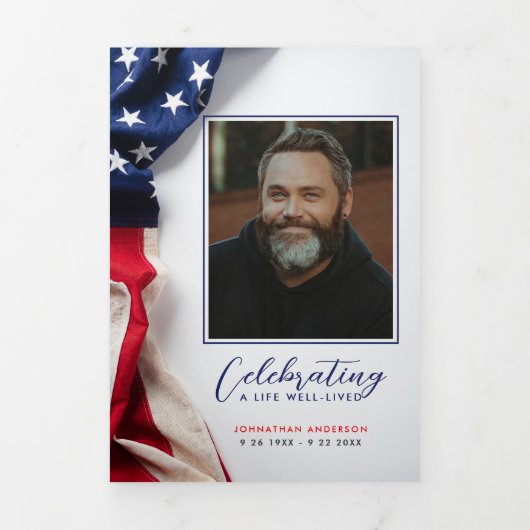 Amerikaanse vlag viering van het leven Fotocollage Drieluik Programma (Cover)