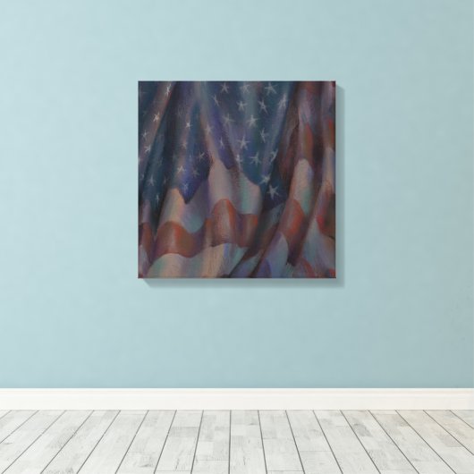 Amerikaanse vlag - Vierkant Canvas Print (Insitu (Houten vloer))