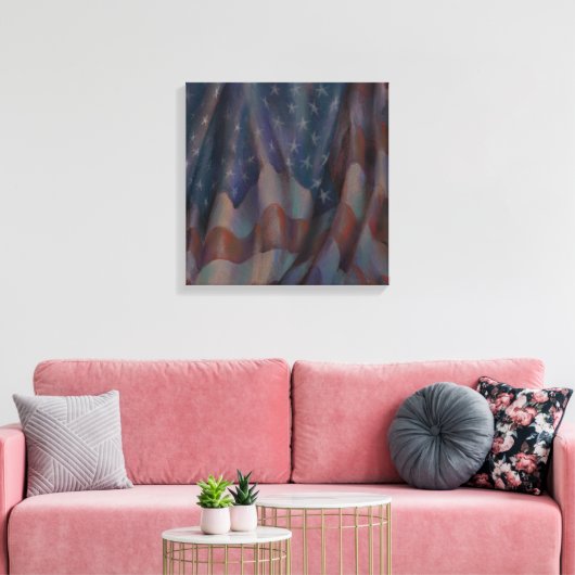 Amerikaanse vlag - Vierkant Canvas Print (Insitu (Woonkamer))
