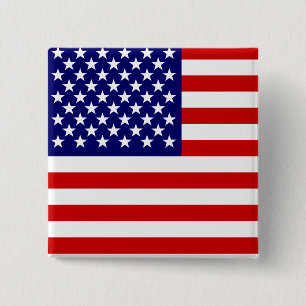 Amerikaanse vlag vierkante button 5,1 cm