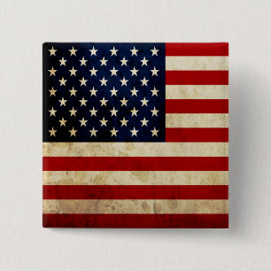 Amerikaanse vlag vierkante button 5,1 cm