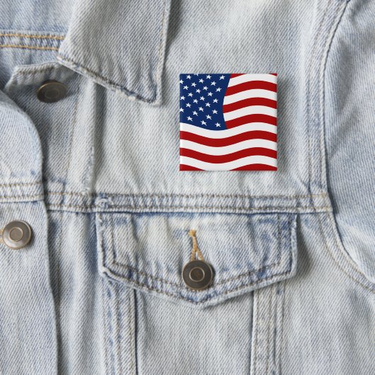 Amerikaanse vlag vierkante button 5,1 cm (In situ)