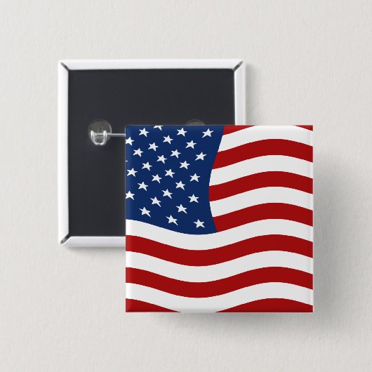 Amerikaanse vlag vierkante button 5,1 cm (Voorkant /achterkant)