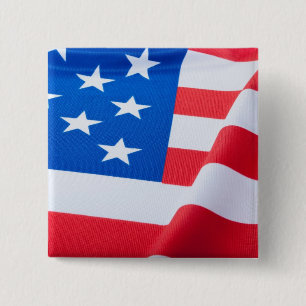 Amerikaanse vlag vierkante button 5,1 cm