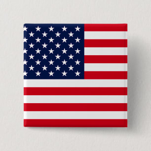 Amerikaanse vlag vierkante button 5,1 cm