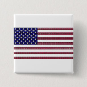 Amerikaanse vlag vierkante button 5,1 cm