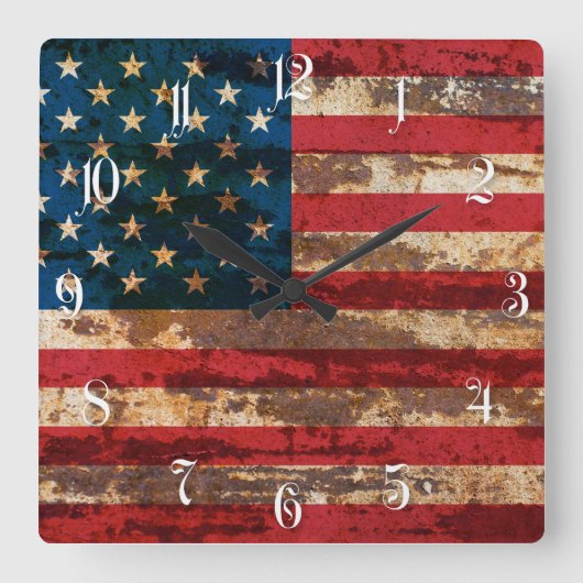 Amerikaanse vlag vierkante klok (Voorkant)