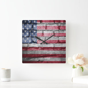 Amerikaanse vlag vierkante klok