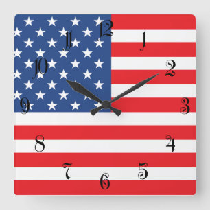 Amerikaanse vlag vierkante klok