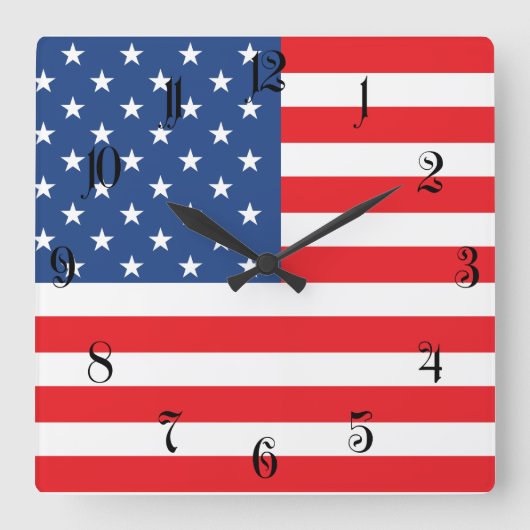Amerikaanse vlag vierkante klok (Voorkant)